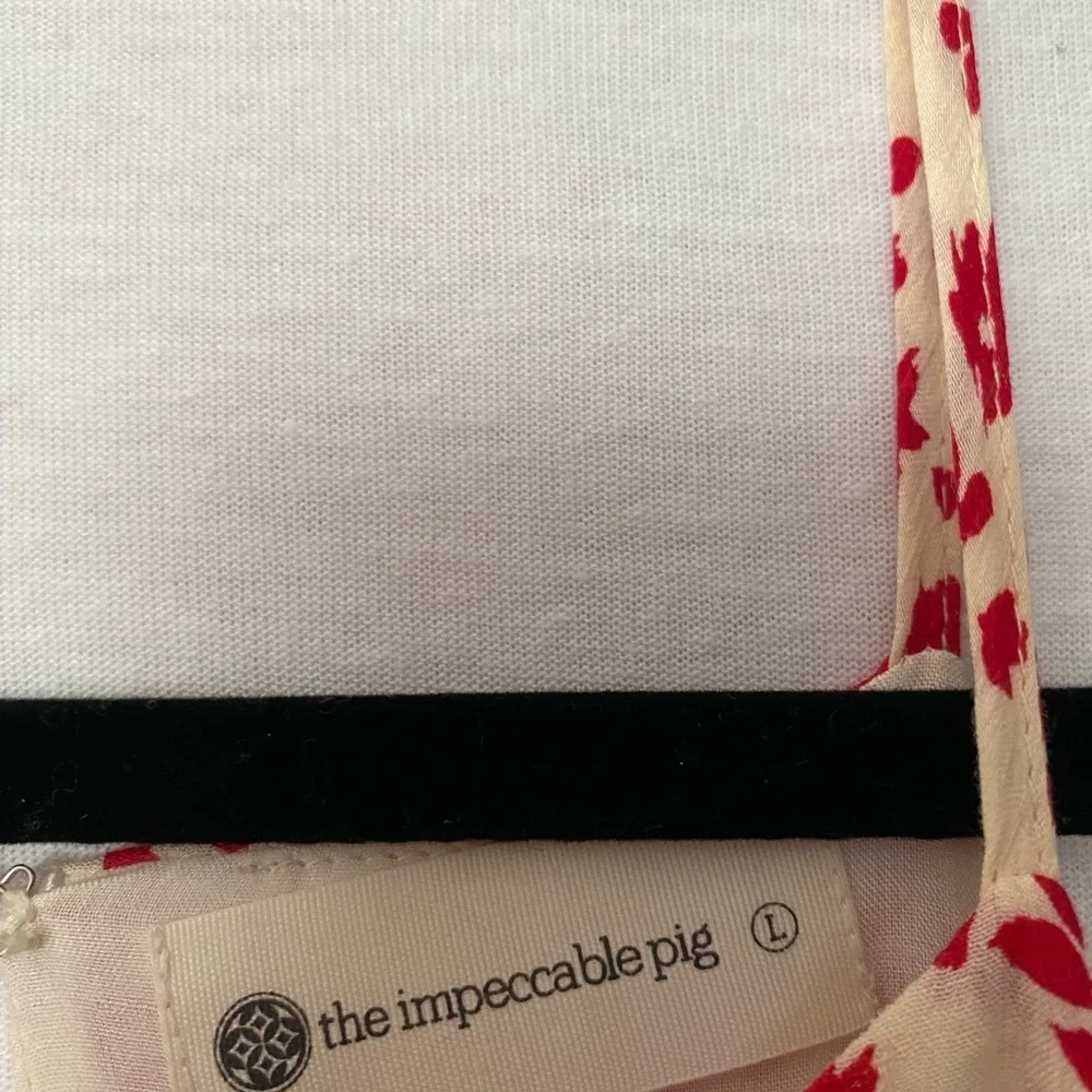 Red & white romper. The Impeccable Pig, size large. - Picture 3 of 4